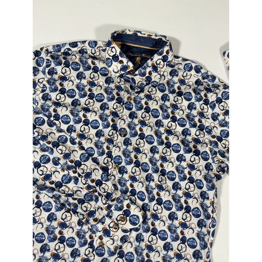 Visconti Black Men's Abstract Circle Long Sleeve Button Down Size L